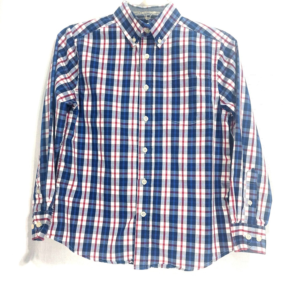 Mason James Shirt Boys 10/12 Plaid Button Down Stretch Long‎ Cuff Sleeves Pocket